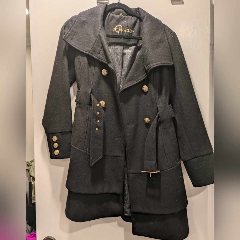 Guess Black Pea Coat